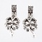 Tibetan Style Alloy European Dangle Charms, Large Hole Pendants, Hollow Clover, Antique Silver, 34mm, Pendant: 24.5x14.5mm, Hole: 4.5mm