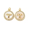 Brass Micro Pave Clear Cubic Zirconia Pendants, Cadmium Free & Lead Free, with Shell, Real 18K Gold Plated, Oval/Flat Round Round, Word, 21x18x3mm, Hole: 3mm