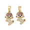 Brass Micro Pave Cubic Zirconia Pendants, Cadmium Free & Lead Free, Dog, Real 18K Gold Plated, 15.5x8.5x3mm, Hole: 2.5x4.5mm