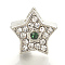 Alloy Rhinestone European Beads, Large Hole Beads, Star, Emerald, 12x12.5x9.5~10mm, Hole: 5mm