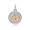 316 Stainless Steel Pendants, Flat Round, with Constellation/Zodiac Sign, Capricorn, 26x18x3mm, Hole: 5mm(including jump ring)