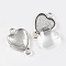 DIY Link Making, with Tibetan Style Alloy Cabochon Connector Settings and Glass Cabochons, Heart, Antique Silver, 26x18x2mm, Hole: 3mm, Tray: 16x15mm