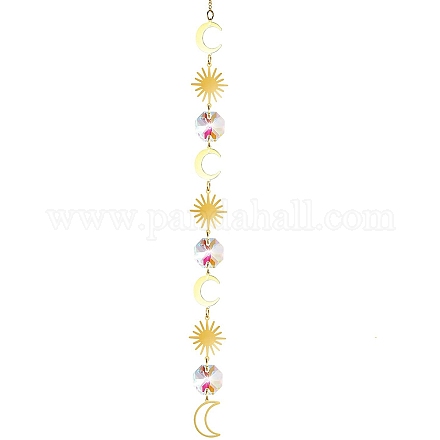 Подвесные украшения из стекла и латуни HJEW-PW0002-05B-1