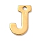 304 Stainless Steel Charms, Letter Charms, Ion Plating(IP), Real 18K Gold Plated, Letter J, 11x8x0.8mm, Hole: 1.2mm