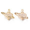 Brass Micro Cubic Clear Zirconia Pendants, Cross with Heart, Nickel Free, Real 18K Gold Plated, 14x17x3mm, Hole: 1mm