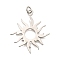 Brass Pendants, Sun Charms, Cadmium Free & Lead Free, Lasting Plated, Platinum, 28.5x25x1mm, Hole: 3mm