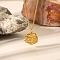 Autumn Winter High-End Stainless Steel Pendant Necklace for Women, Flat Round, Real 18K Gold Plated, 16.54 inch(42cm)