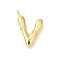 Rack Plating Brass Pendants, Cadmium Free & Lead Free, Letter A~Z Charms, Letter V, 23x17x4.5mm, Hole, 2mm
