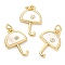 Rack Plating Brass Micro Pave Cubic Zirconia Pendants, with Shell and Jump Ring, Long-Lasting Plated, Lead Free & Cadmium Free, Umbrella, Real 18K Gold Plated, 19.5x13.5x3mm, Hole: 3mm