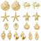 SUNNYCLUE 1 Box 36Pcs 9 Styles Ocean Beach Charms Gold Summer Charm Bulk Metal Alloy Sea Themed Shell Pearl Conch Starfish Tortoise Charm for Jewelry Making Charms Bracelet Necklace Earring DIY Crafts