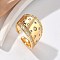 Brass Micro Pave Clear Cubic Zirconia Cuff Rings for Women, Cadmium Free & Nickel Free & Lead Free, Real 18K Gold Plated, 16.5mm