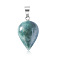 Natural Indian Agate Pendants, Teardrop Charms with Platinum Plated Metal Snap on Bails, 26x16mm