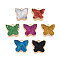 Natural Druzy Agate Pendants, with Light Gold Plated Iron Findings, Butterfly, Mixed Color, 17~18x18~19x5~6.5mm, Hole: 1.6mm
