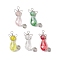 Glass Pendants, with Platinum Copper Wire, Cat, Mixed Color, 30x21.5x9.5mm, Hole: 2.5mm