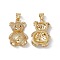 Brass Micro Pave Cubic Zirconia Pendants, Cadmium Free & Lead Free, Bear Charms, Real 18K Gold Plated, 23.5x15.5x5mm, Hole: 5x3.5mm