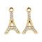 UV Plating Alloy Rhinestone Pendants, Eiffel Tower, Golden, 21.5x12x2mm, Hole: 2.2mm