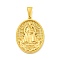 Ion Plating(IP) 304 Stainless Steel Pendants, Oval with Saint Charm, Golden, 35.5x26x4mm, Hole: 9.5x5mm
