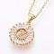 304 Stainless Steel Initial Pendant Necklaces, with Cubic Zirconia, Flat Round with Letter, Golden, Letter.Z, 17.71 inch(45cm), Pendant: 22x16x3mm