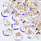 Electroplate Glass Pendants, with Light Gold Plated Brass Ice Pick Pinch Bails, Faceted, Ring with Fishtail, Clear AB, 17x14x6mm, Hole: 1.2mm