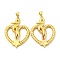 Brass Pendants, Cadmium Free & Nickel Free & Lead Free, Snake Heart Charms, Real 18K Gold Plated, 35x25.5x7mm, Hole: 4.5x3.5mm