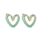 304 Stainless Steel Enamel Pendants, Heart Charms, Real 18K Gold Plated, PVD Vacuum Plating, Aquamarine, 22x22x3mm, Hole: 1.5mm