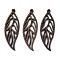Walnut Wood Pendants, Leaf, Coconut Brown, 50x17x2.5mm, Hole: 1.8mm