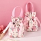Cloth Flower Print Drawstring Pouches, Candy Gift Tote Bags Christmas Party Wedding Favors Bags, Pink, 15x15cm