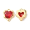 Brass Micro Pave Cubic Zirconia Charms, Cadmium Free & Nickel Free & Lead Free, Heart Charm, Real 18K Gold Plated, Red, 13x11x4.5mm, Hole: 1.2mm