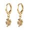 Brass Micro Pave Cubic Zirconia Huggie Hoop Earrings, Clover, Colorful, Golden, 27mm, Pin: 1mm