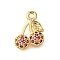 Brass Micro Pave Clear Cubic Zirconia Pendants, Fruit Charms, Real 18K Gold Plated, Cherry, 13x9x2.5mm, Hole: 1.4mm