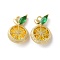 Brass Micro Pave Cubic Zirconia Charms, Cadmium Free & Nickel Free & Lead Free, Lemon Charms, Real 18K Gold Plated, 14x9x4.5mm, Hole: 1mm