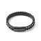 Leather Braided Cord Bracelets, 304 Stainless Steel Magnetic Clasp, Rectangle, Gunmetal, Black, 8-5/8 inch(22cm), 12x6mm