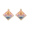 Rack Plating Alloy Enamel Pendants, Rhombus with Leaf Charm, Cadmium Free & Nickel Free & Lead Free, Colorful, 28x25x2mm, Hole: 1.5mm