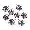 Natural Mixed Stone Pendants, Flat Round with Spider Charms, with Antique Silver Color Brass Findings, 37~38x34~35x9mm, Hole: 5x4mm