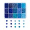6/0 Glass Seed Beads, Transparent & Frosted Colors & Baking Paint & Opaque Colors Lustered & Opaque Colours &  Trans. Colours Lustered & Silver Lined & Transparent Colours Rainbow & Ceylon, Round, Blue, 6/0, 4mm, Hole: 1~2mm, 15color, 20g/color, 300g/box