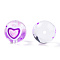Transparent Handmade Lampwork Beads, Round with Heart Pattern, Dark Violet, 17x16x15mm, Hole: 1.8~2mm