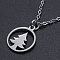 Non-Tarnish Christmas Theme, 201 Stainless Steel Pendant Necklaces, with Cable Chains and Lobster Claw Clasps, Ring with Christmas Tree, Stainless Steel Color, 15.74 inch(40cm), 1.5mm