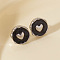 304 Stainless Steel Heart Stud Earrings, European and American Style, Silver, 13x12mm