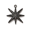 Rack Plating Brass Micro Pave Clear Cubic Zirconia Pendants, Long-Lasting Plated, Lead Free & Cadmium Free, Star Charms, Black, 22x19.5x3mm, Hole: 1.2mm
