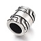 304 Stainless Steel European Beads, Large Hole Beads, Column, Antique Silver, 10x10mm, Hole: 6mm