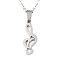Non-Tarnish 201 Stainless Steel Pendants Necklaces, with Cable Chains and Lobster Claw Clasps, Musical Note, Stainless Steel Color, 17.71 inch(45cm), 1.5mm