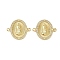 Religion Brass Micro Pave Clear Cubic Zirconia Oval with Virgin Mary Connector Charms, Rack Plating, Lead Free & Cadmium Free, Long-Lasting Plated, Real 18K Gold Plated, 19.5x23x2.5mm, Hole: 1.6mm