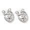Brass Micro Pave Cubic Zirconia Pendants, Cadmium Free & Nickel Free & Lead Free, Father Christmas Charms, Platinum, 13x12x3.5mm, Hole: 1.2mm