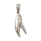 316L Stainless Steel Micro Pave Clear Cubic Zirconia Pendants, Shark's Mouth, Stainless Steel Color, 39x14.5x7mm, Hole: 5x8.5mm