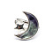 Moon & Star Natural Fluorite Adjustable Rings, Brass Jewely for Women, Inner Diameter: Adjustable