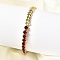 Brass Micro Pave Cubic Zirconia Square Link Chain Bracelets, Curb Chain Jewelry for Women, Cadmium Free & Lead Free, Long-Lasting Plated, Rack Plating, Real 18K Gold Plated, Red, 6-5/8 inch(16.7cm)