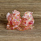 Resin Mandarin Duck Display Decoration, with Gold Foil & Natural Rose Quartz Chips inside Statues for Home Office Decorations, 70x45x60mm