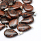 Teardrop Natural Mahogany Obsidian Pendants, with Platinum Tone Brass Findings, 25~29x16~17x5~6mm, Hole: 2x7mm