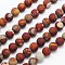 Frosted Round Natural Red Picture Jasper Beads Strands, 10mm, Hole: 1mm, about 40pcs/strand, 15.3 inch