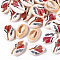 Printed Natural Cowrie Shell Beads, No Hole/Undrilled, with I Love Paris Pattern, Red, 18~21x12~15x7mm